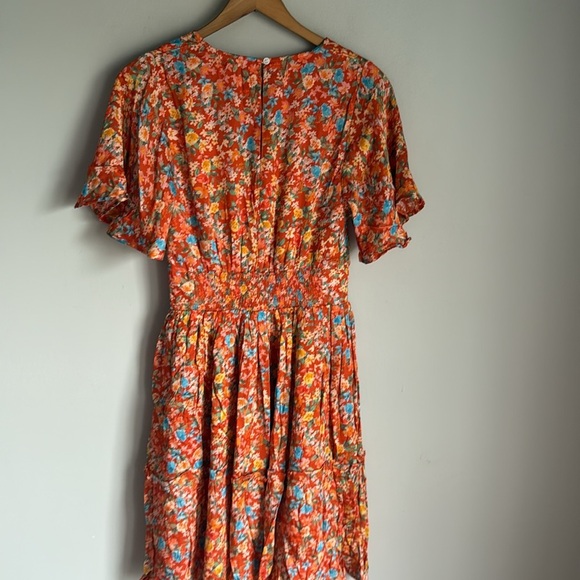 Roller Rabbit Vado Cecilia Dress Fit and Flare Orange Floral Small - Picture 7 of 13
